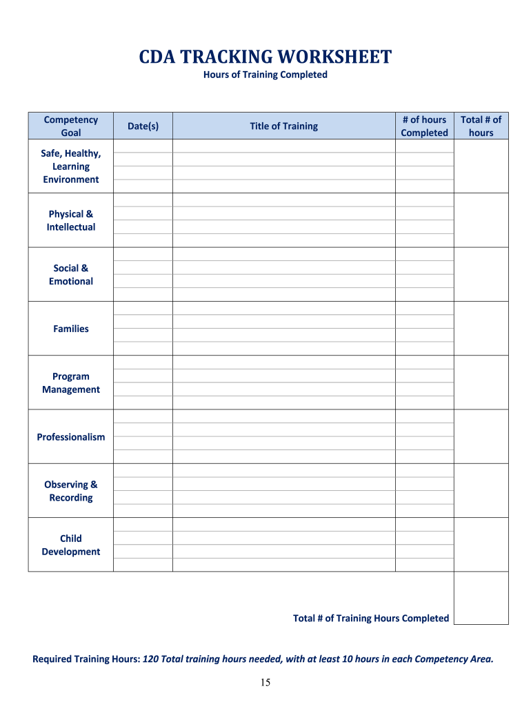 Cda Worksheet  Form