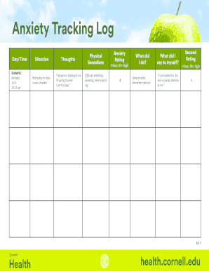 Anxiety Tracking Log  Form