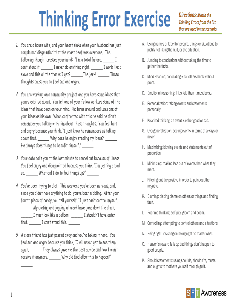 Thinking Error Exercise  Form