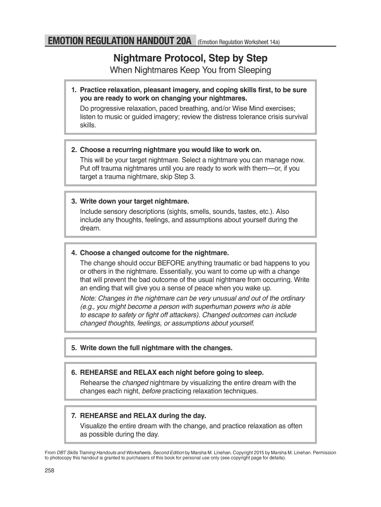 Emotional Regulation Worksheets for Adults PDF  Form