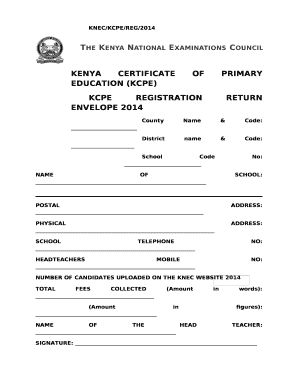 Knec Return Envelope PDF Download  Form