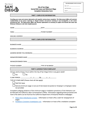 California Minimum Wage City  Form