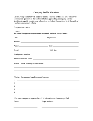 Profile Sheet Sample  Form