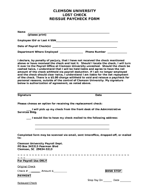 Lost Check Affidavit Template  Form