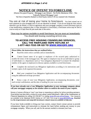 Notice of Intent to Foreclose Letter Template  Form