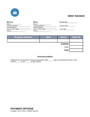 Rent Invoice  Form