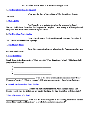 World War 2 Internet Scavenger Hunt Answer Key  Form