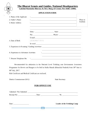 Bharat Scout and Guide Application Form