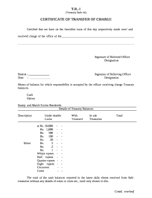 Certificate of Transfer of Charge Rule 44  Form