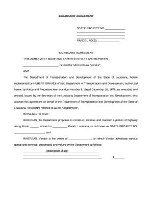 Signage Agreement Sample  Form