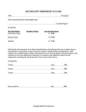 Key Addendum to Lease  Form