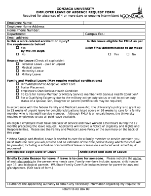 EMPLOYEE LEAVE of ABSENCE REQUEST FORM