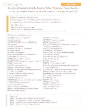  Novartis Patient Assistance Foundation Enrollment Application 2018