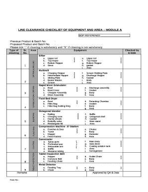 Line Clearance Template  Form