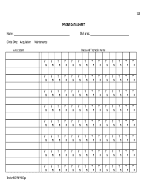 Probe Data Sheet  Form