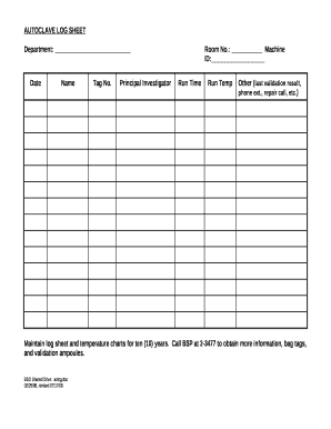  Autoclave Log Sheet PDF 2008-2024