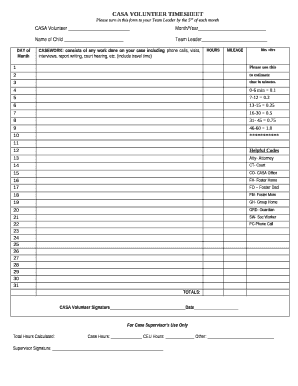 CASA VOLUNTEER TIMESHEET  Form