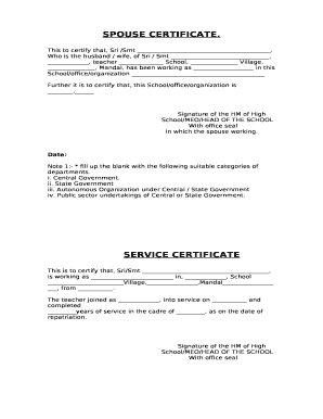 Spouse Certificate Format PDF Download