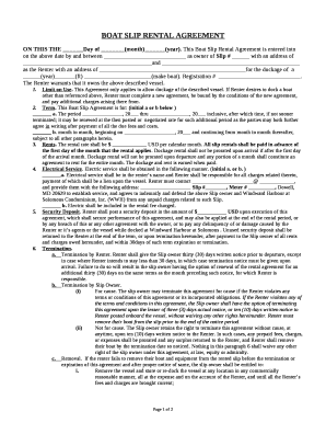 Simple Boat Slip Rental Agreement  Form