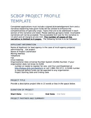 Project Profile Template  Form