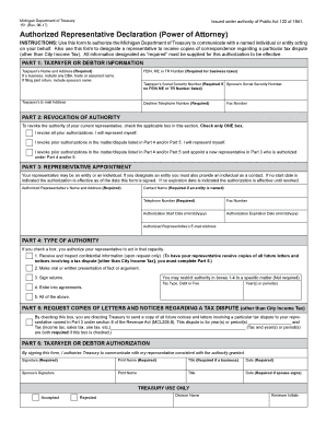  151, Authorized Representative Declaration State of Michigan 2017