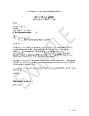 Surety Letter Template Word  Form