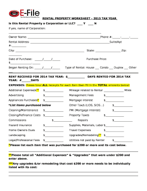 Zillow Rental Spreadsheet  Form