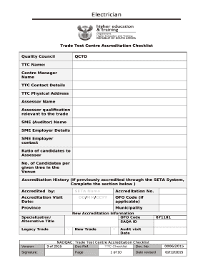 Qcto Accreditation Checklist  Form