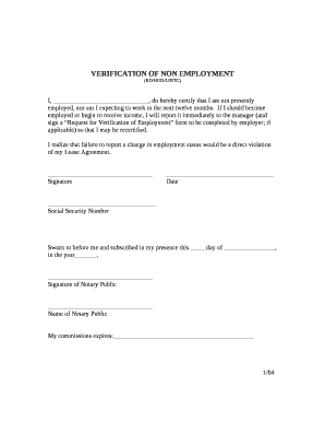 Non Employment Letter Sample  Form
