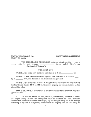 Trader Agreement Nc Template  Form