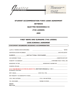 Bloemfontein Lease Agreement PDF  Form