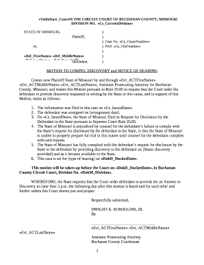 MOTION to COMPEL DISCOVERY and NOTICE of HEARING  Form