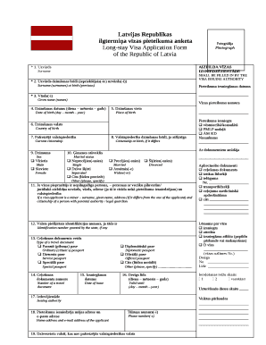 Latvijas Republikas Ilgtermi a V Zas Pieteikuma Anketa Long Stay  Form