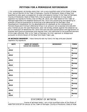 PETITION for a PERMISSIVE REFERENDUM  Form