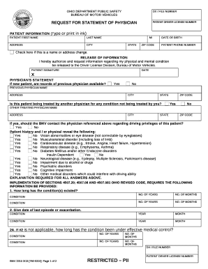  Physician&#039;s Statement Ohio Department of Public Safety 2013-2024