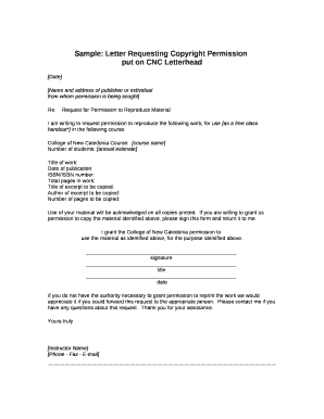 Copyright Permission Template  Form