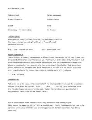 Ppp Lesson Plan Template DOC  Form