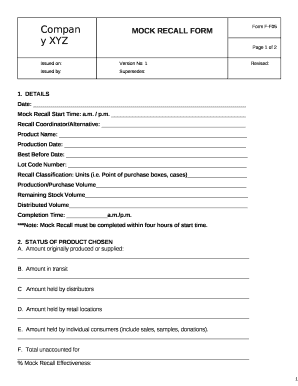 Mock Recall Start Time a  Form