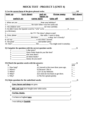 Project 5 Unit 1 Test  Form