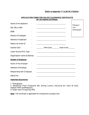 Police Clearance Certificate Template  Form