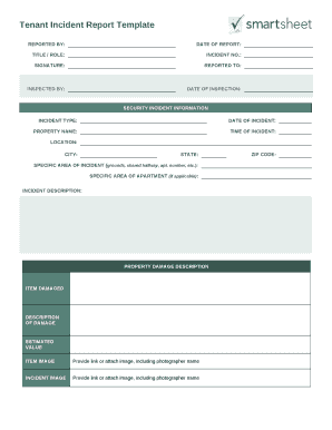 Tenant Incident Report  Form