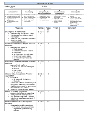 Journal Club Template Word  Form