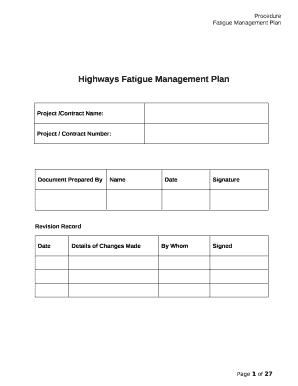 Fatigue Management Plan Template  Form