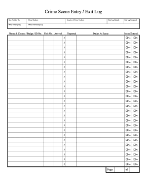  Crime Scene Entry Exit Log 2016