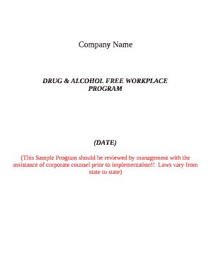 DRUG &amp; ALCOHOL WORKPLACE  Form