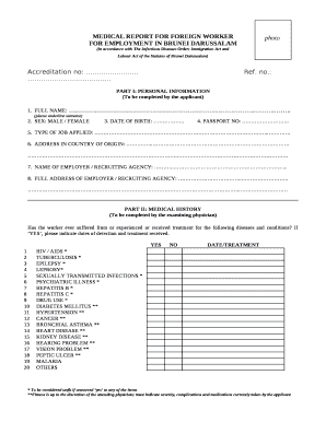 Medical Report for Foreign Worker  Form