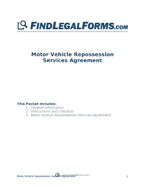 Vehicle Reposessed Documents Example  Form