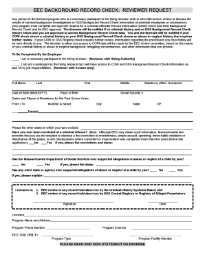 EEC BACKGROUND RECORD CHECKREVIEWER REQUEST  Form