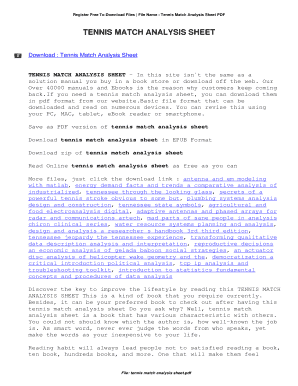 Download Tennis Match Analysis Sheet  Form