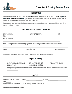 Training Request Form Template